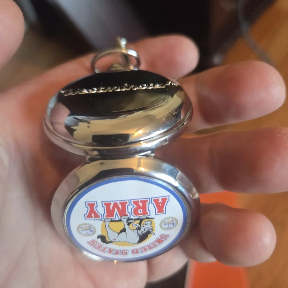 United States Army Silver Keychain And Pocket Watch By Westminster